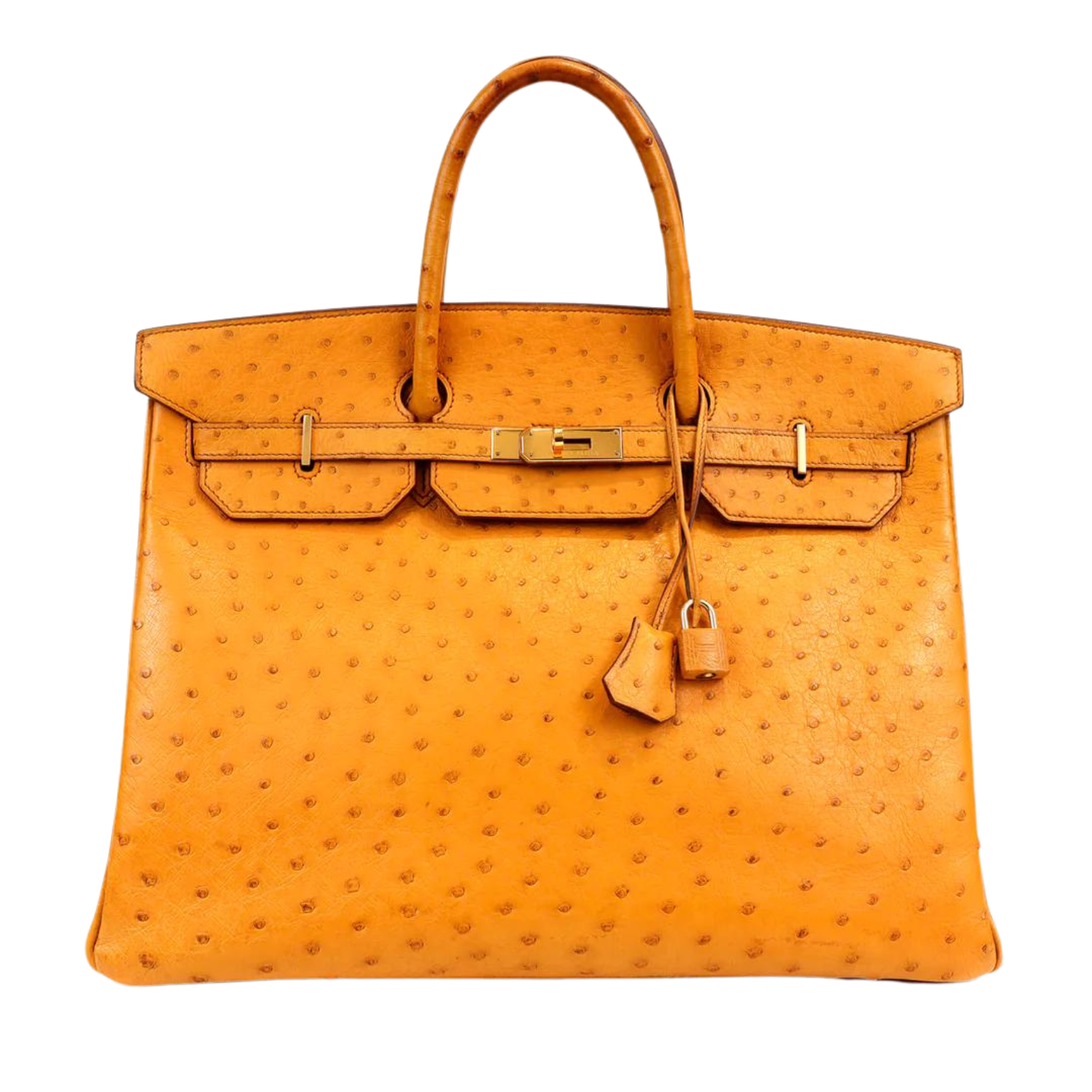 HERMÈS 40CM SAFFRON OSTRICH BIRKIN WITH GOLD HARDWARE Only Authentics